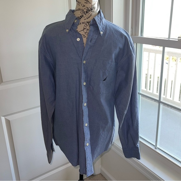 Mens Nautica Button Down Long Sleeve Dress Shirt - Picture 5 of 7